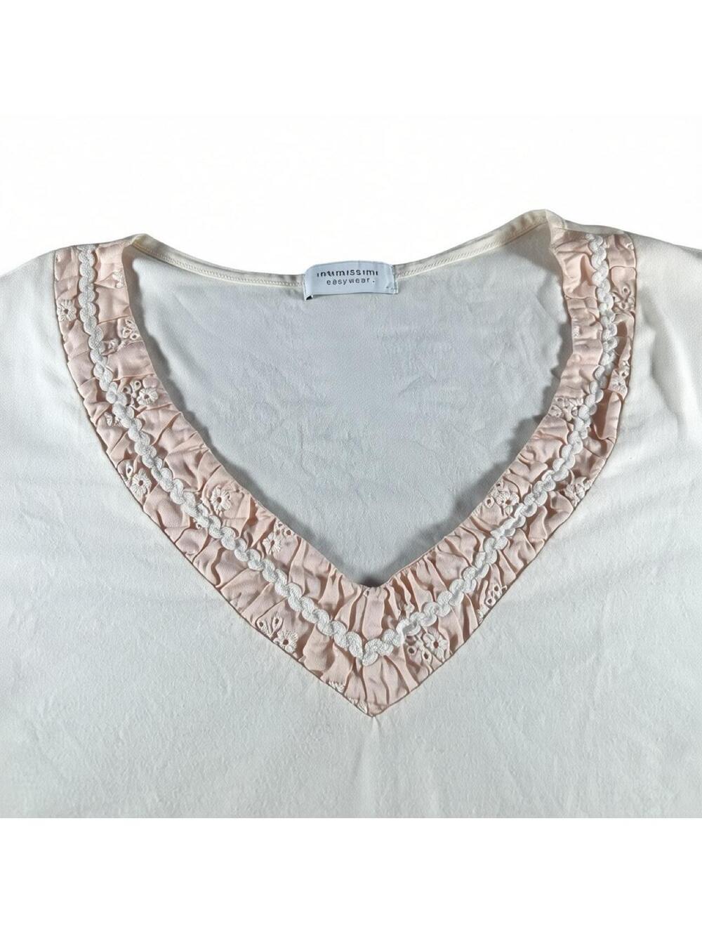 Ivory Pink Ruffle V Neck Top - Picture 3 of 6